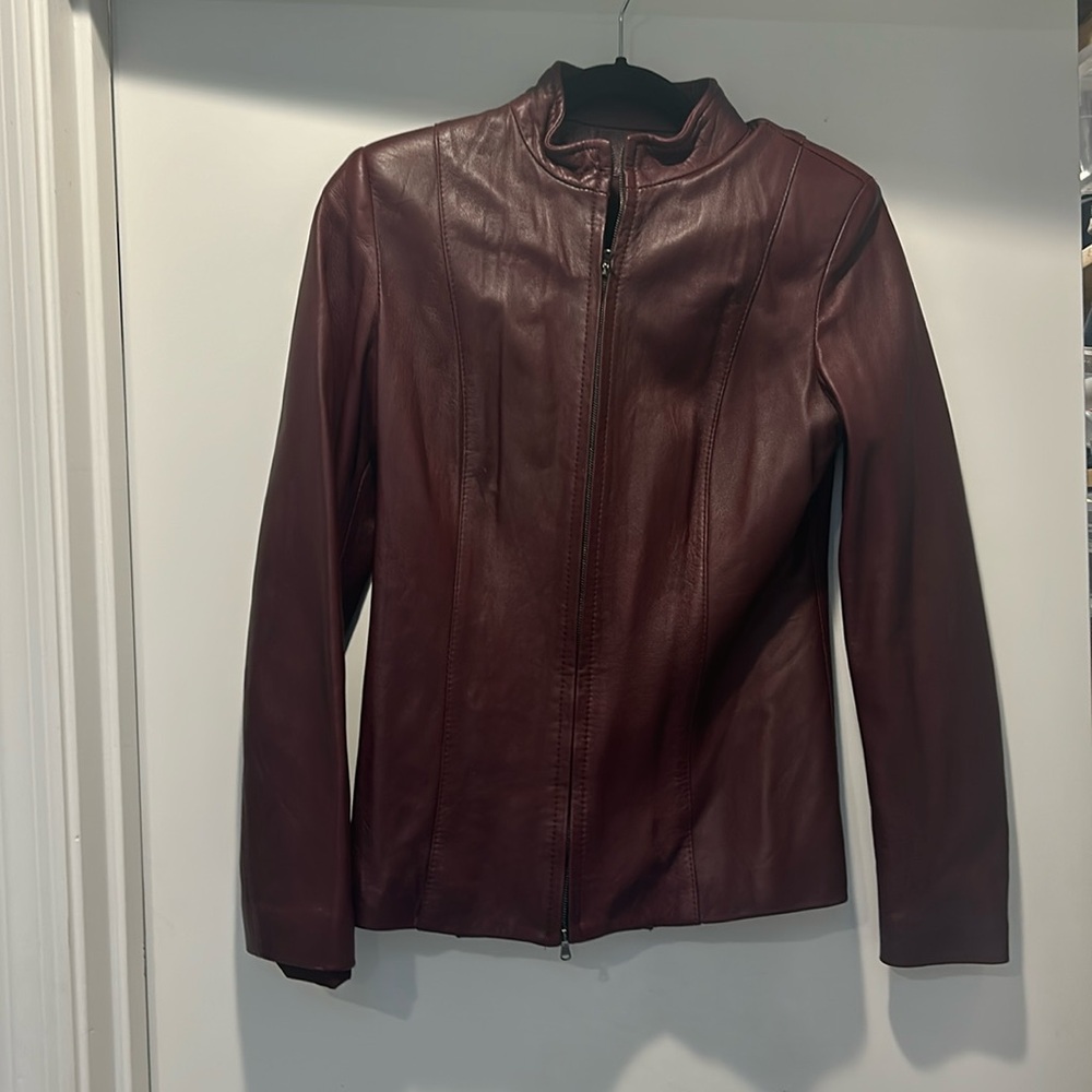 Maroon leather jacket